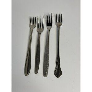 VTG Assorted Tiny Appetizer Forks Set Silver 6" Cocktail Party Flatware Utensils